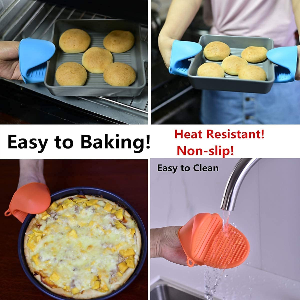 Silicone Oven Mitts Heat Resistant Set 2 - Image 2