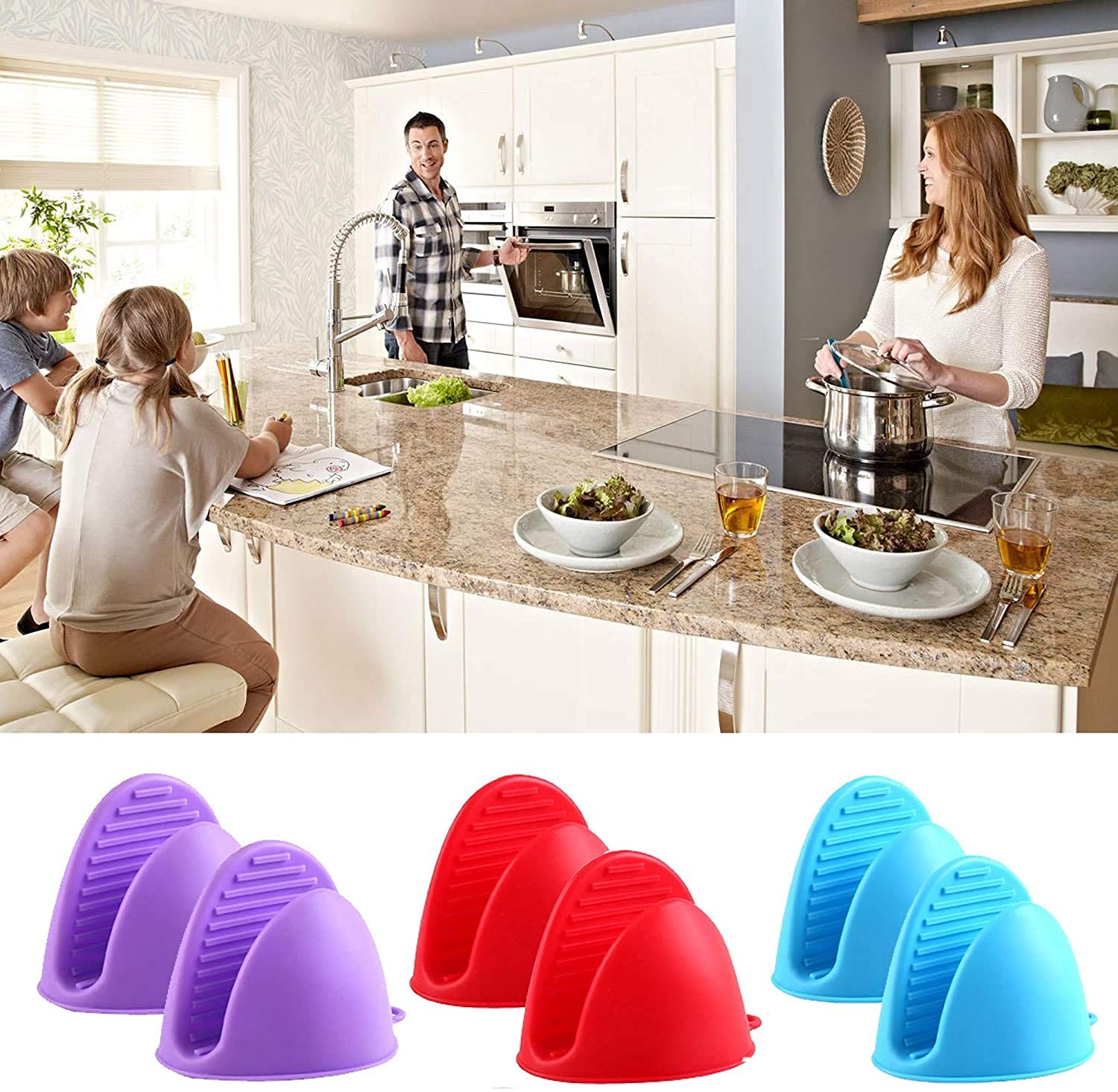 Silicone Oven Mitts Heat Resistant Set 2 - Image 5
