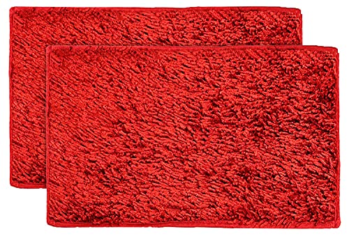 Shaggy Fluffy Fur Door Mat Red Combo - Image 3
