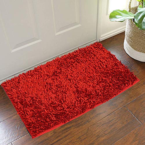 Shaggy Fluffy Fur Door Mat Red Combo - Image 4