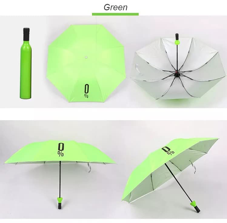 Folding Travel Umbrella with Bottle Cover Green - Image 4