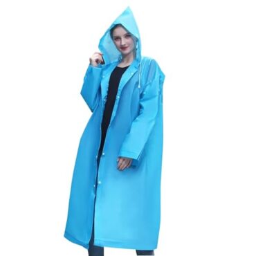 Waterproof Hooded Rain Coat Sky Blue