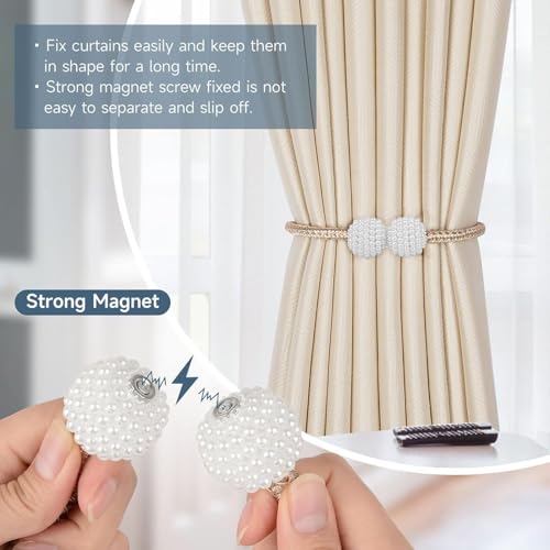 Magnetic Curtain Tiebacks Decorative Beige - Image 5