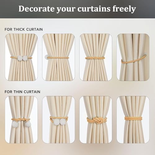 Magnetic Curtain Tiebacks Decorative Beige - Image 4