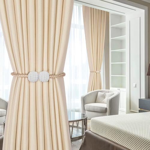Magnetic Curtain Tiebacks Decorative Beige - Image 2