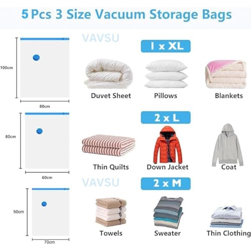 Vacuum Storage Bags Pack of 5 with Pump - Image 5
